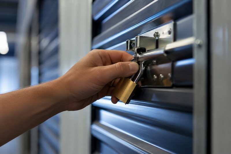 Fermeture du cadenas d'un box de self-stockage