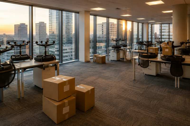 Open space en fin de déménagement d'entreprise